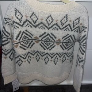 Oshkosh Girls 2T Sweater 2025 Cream and Black Patterned Sweater